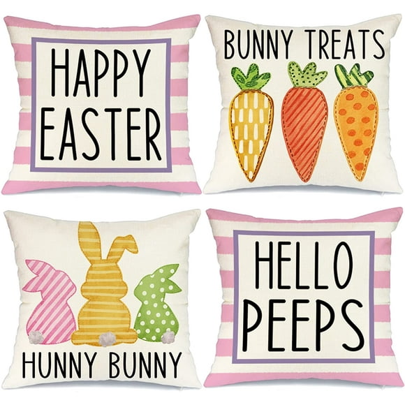 Cute Easter Tees Bunny for Easter Peepin' It Real Throw Pillow Multicolor 18x18 